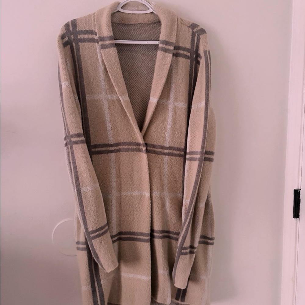 Plaid Open-Front Women Sweater